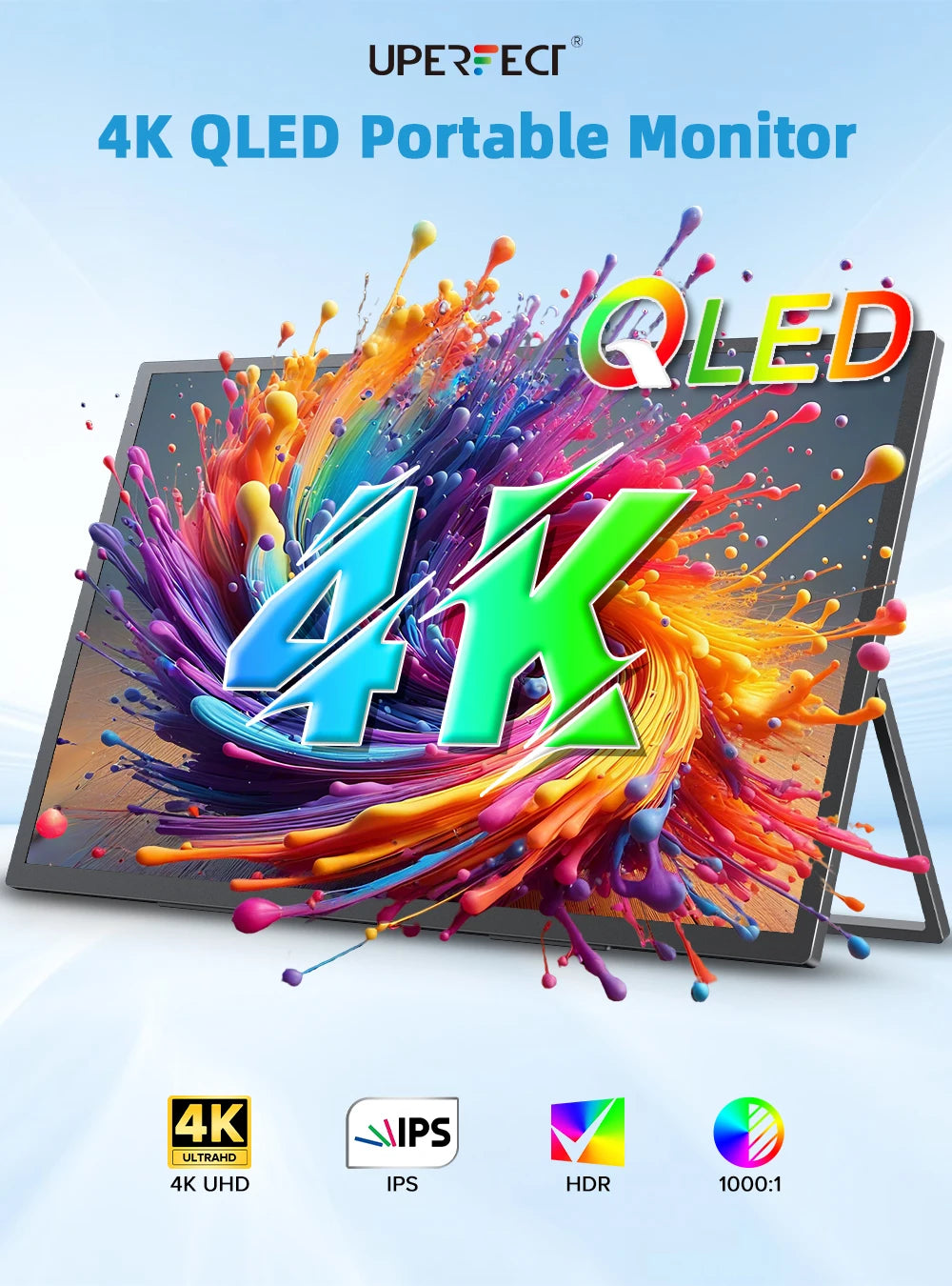 UPERFECT 18.4" 4K QLED Portable Monitor - Ultra-Slim Gaming Display
