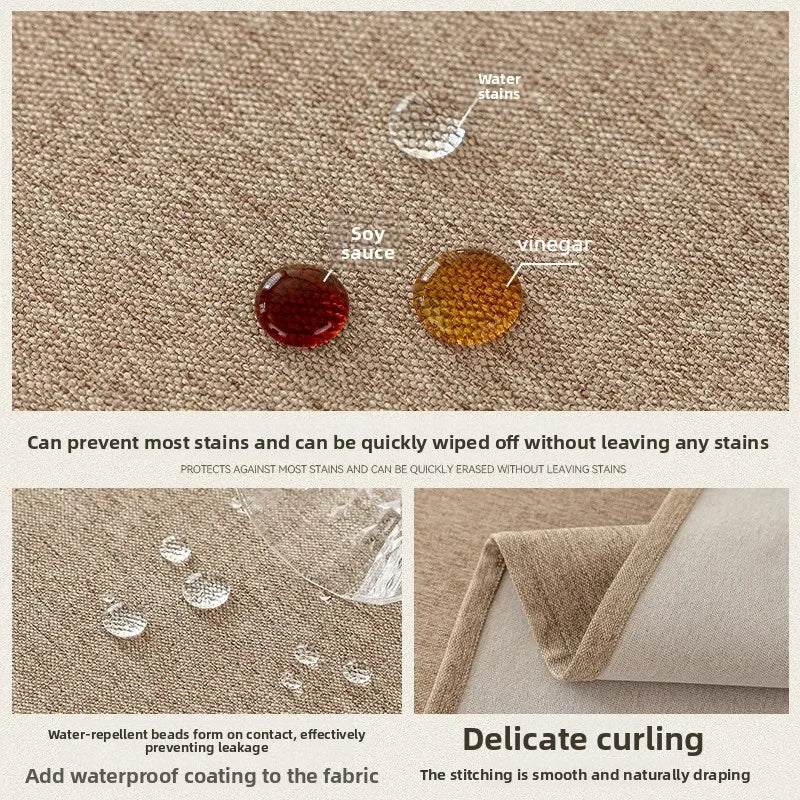 SOLID LINEN-LOOK WATERPROOF TABLECLOTH - Oil & Dust Resistant Rectangle Cover - Every Meal, No Stress