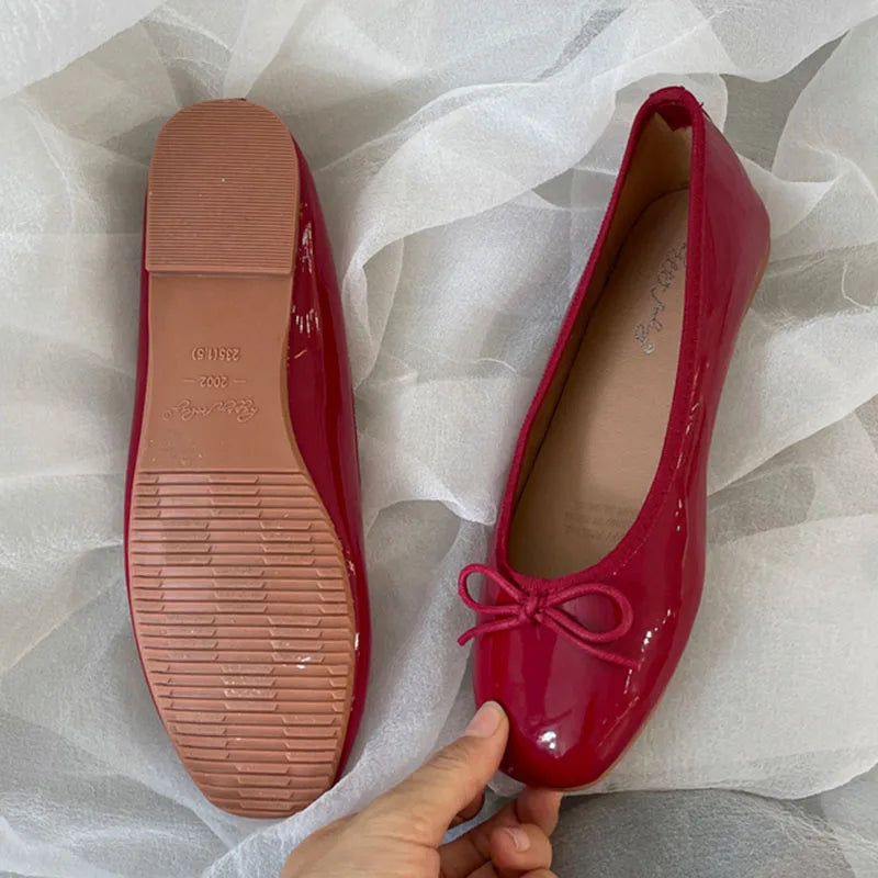 Shallow Women's Soft Round Toe Flats, Slides Footwear, Fashion Butterfly-Knot Women's Ballet Flats, Dance Shoes