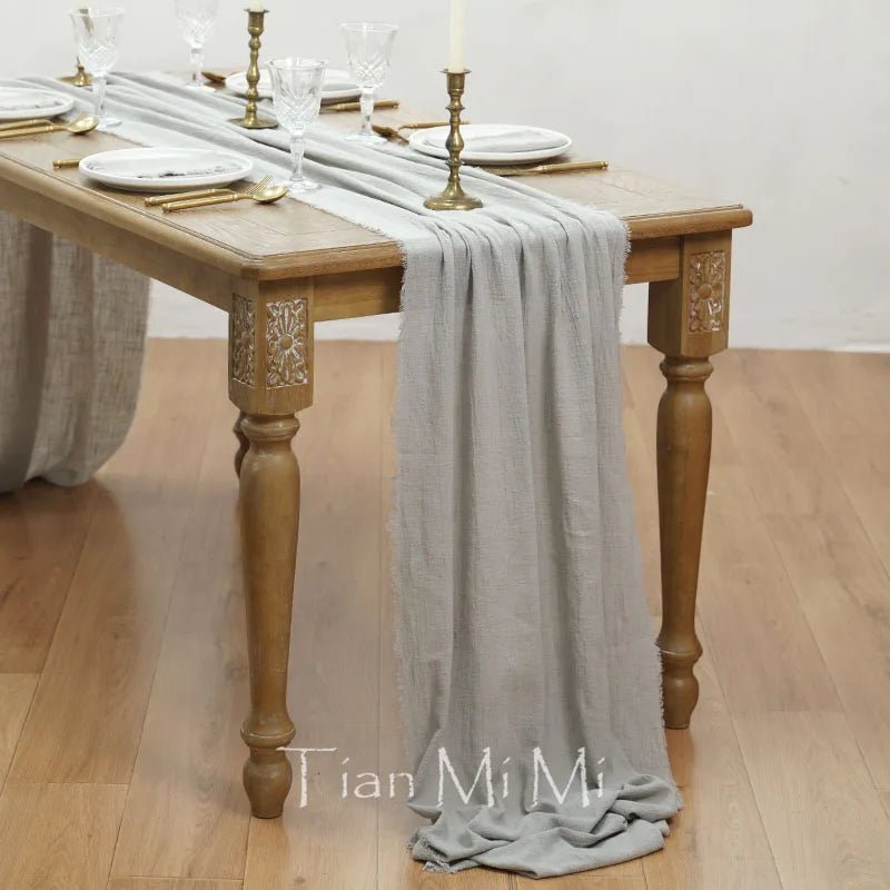 COTTON GAUZE TABLE RUNNER - 23 Colors, 40 & 62cm Wide, Up to 10m - Rustic Tables