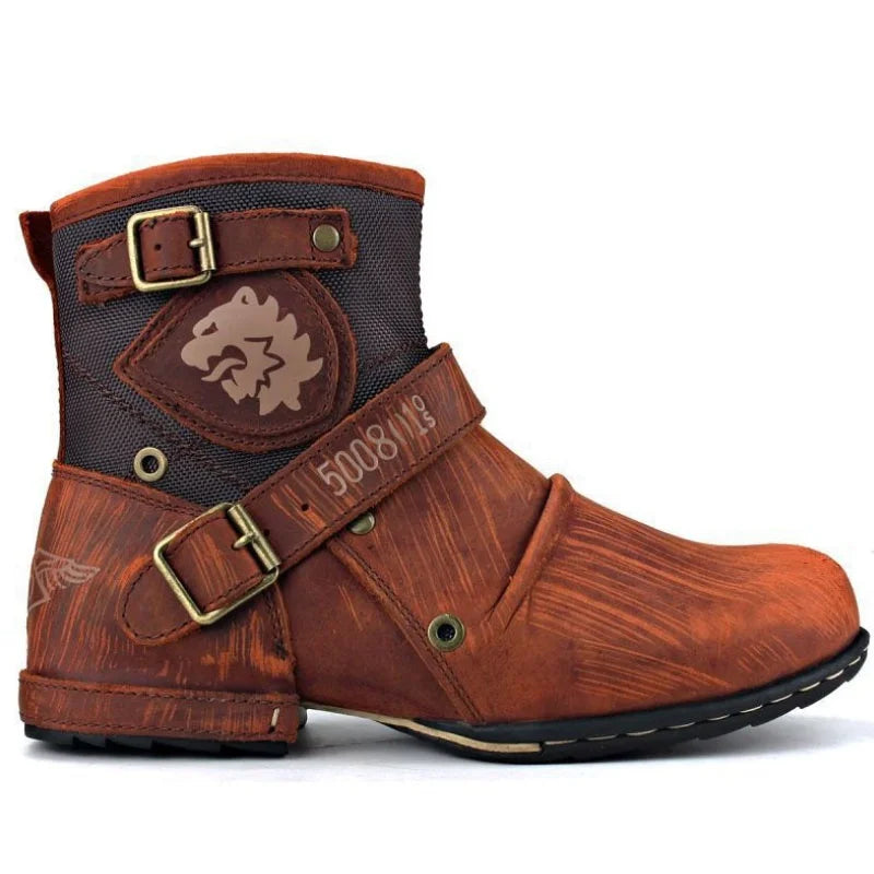 IRON RIDER - Knee-High Cowboy Boots - Buckle Up, Ride Out