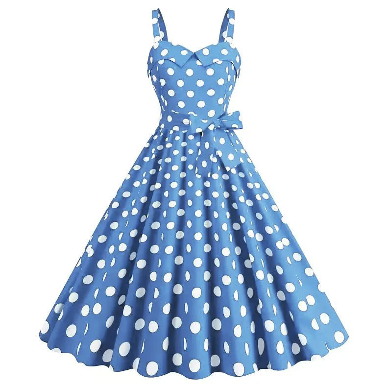 Vintage Classical Polo Dot Printed Dress Women's Sexy Sling Strap Wrap Chest Dress Valentine's Day Streetwear Spring Summer