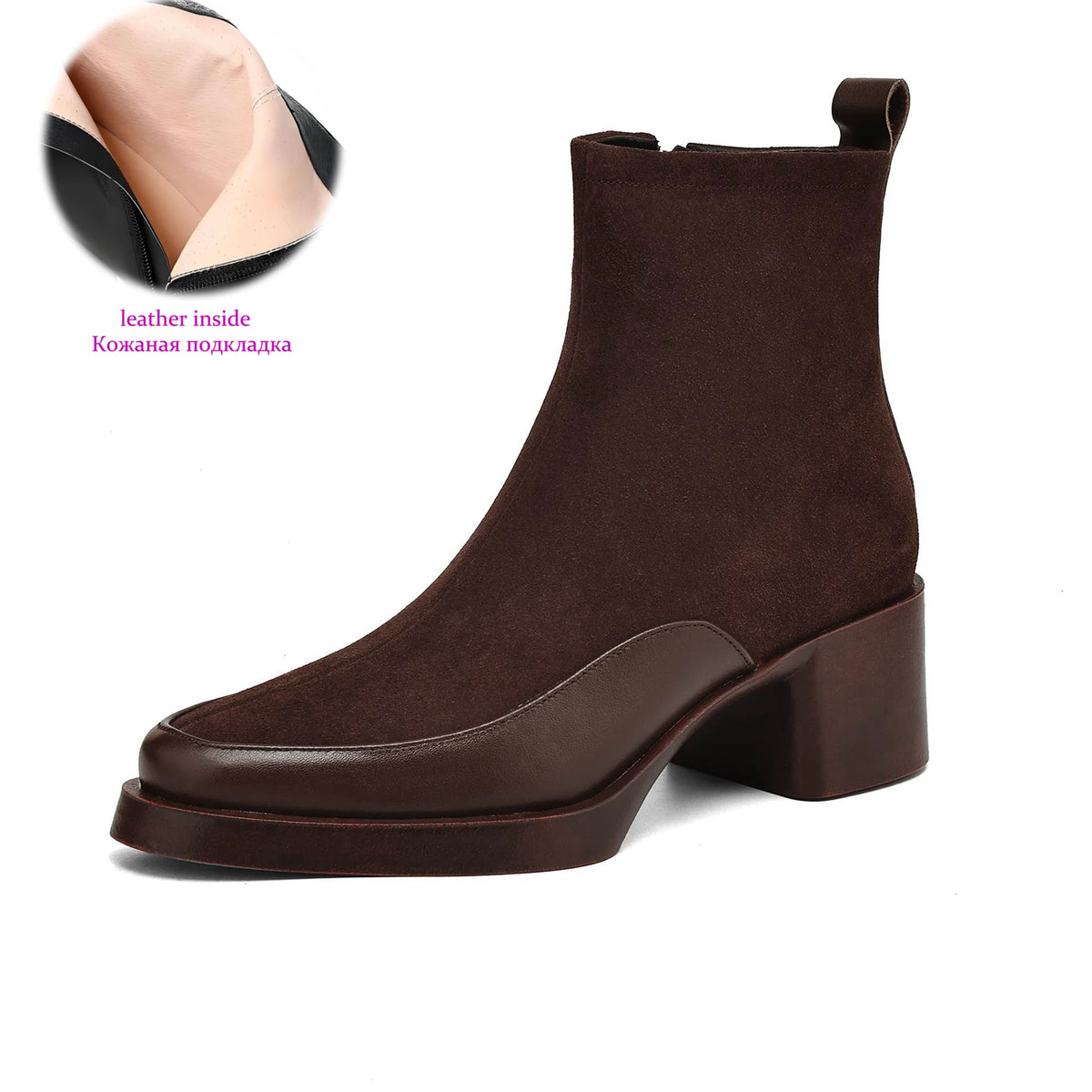 SUEDE LUXE - Women's Cow Suede Platform Ankle Boots - High Heel, Round Toe, Winter