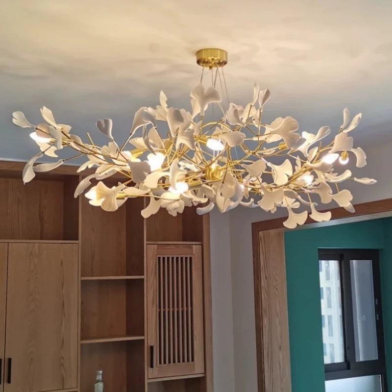 Ginkgo Leaf Ceramic Pendant Chandelier