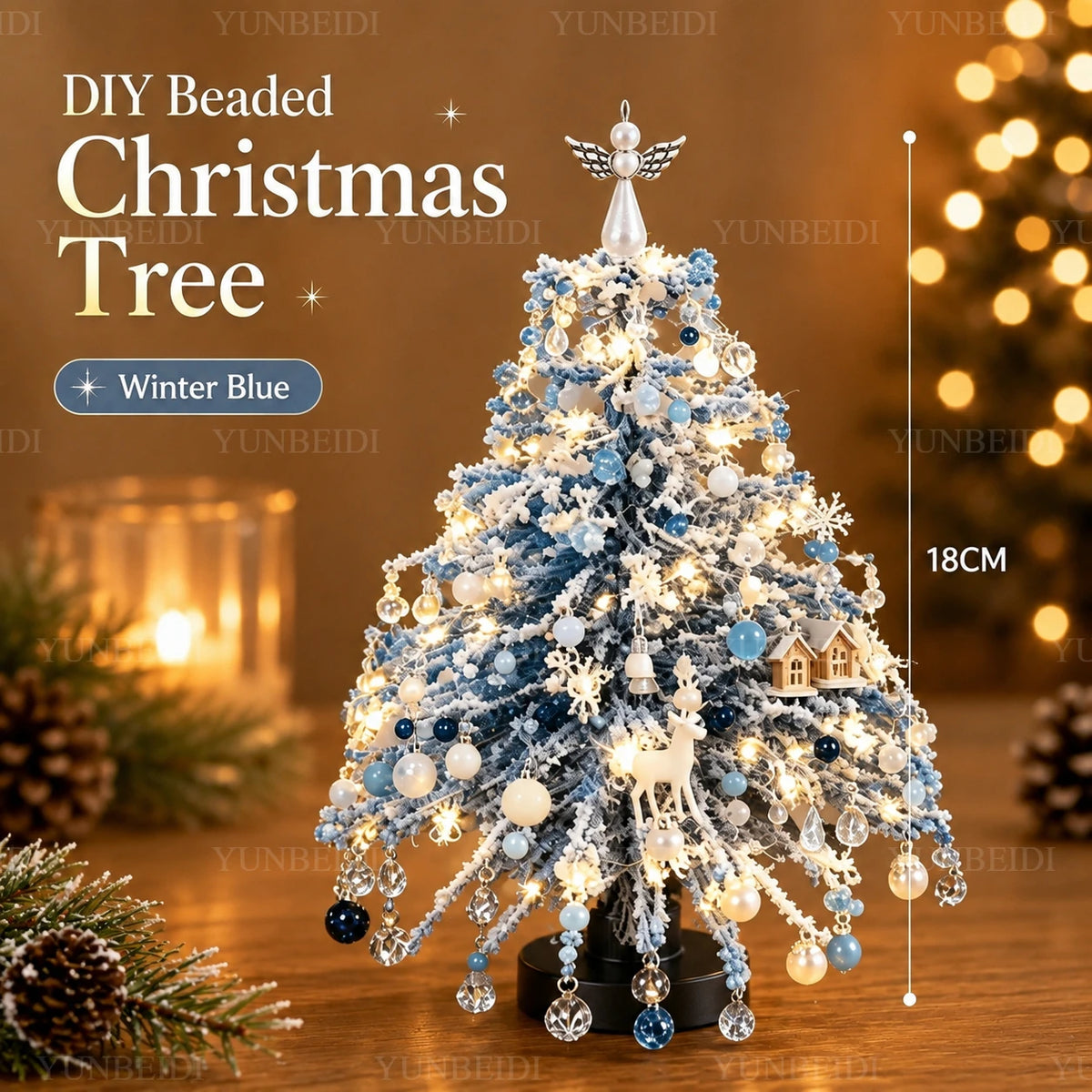 DIY Beaded LED Christmas Tree - 18 cm - Handmade Sparkle