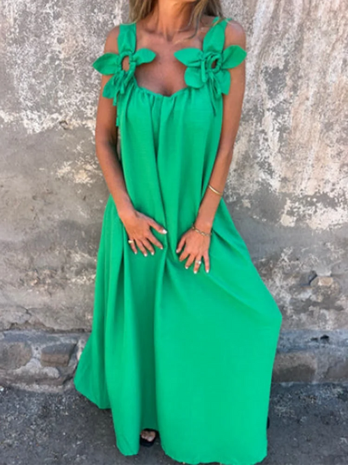 3D Bow Strap Loose Maxi Sundress