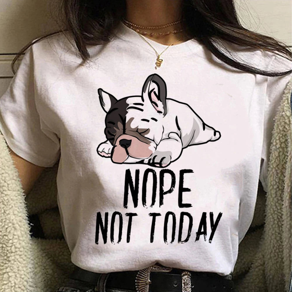 French Bulldog t shirt women graphic Tee girl Japanese clothes
