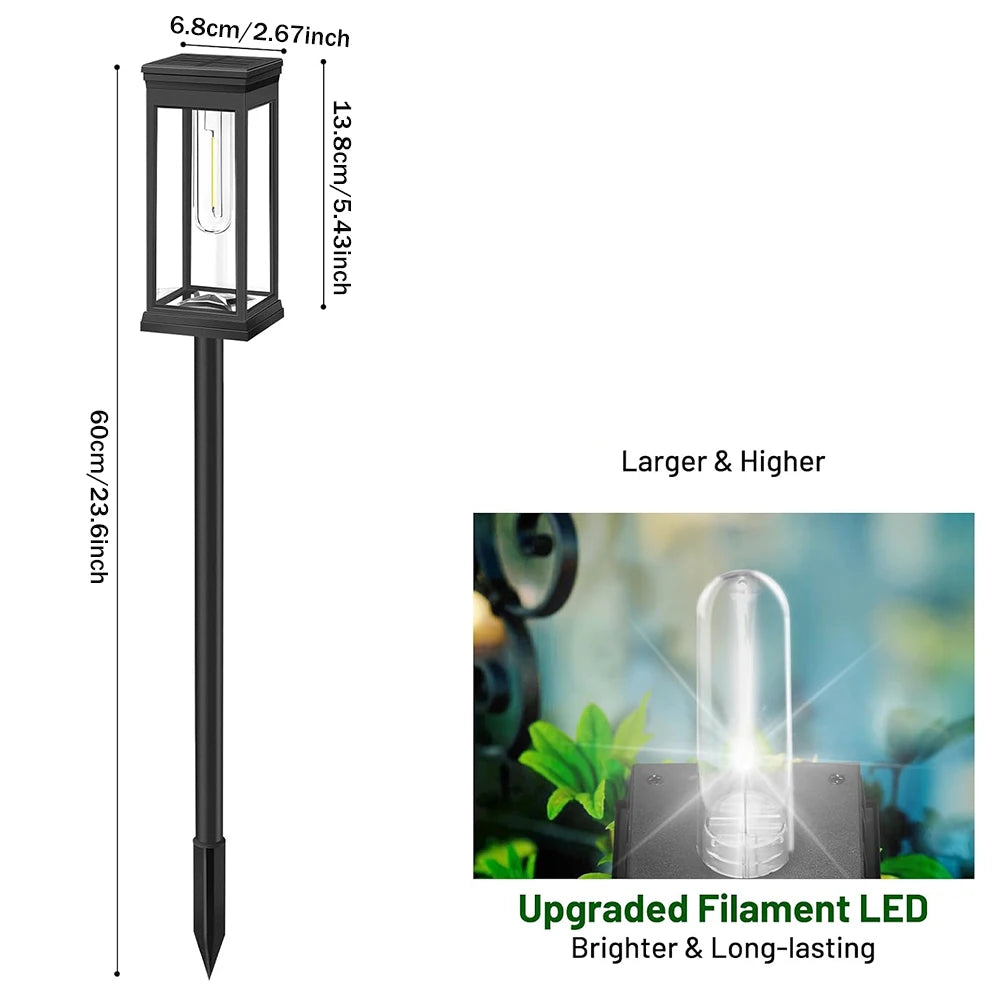 SOLAR PATHWAY LIGHTS - 4-Piece, Warm or Cool White - Auto Outdoor Glow