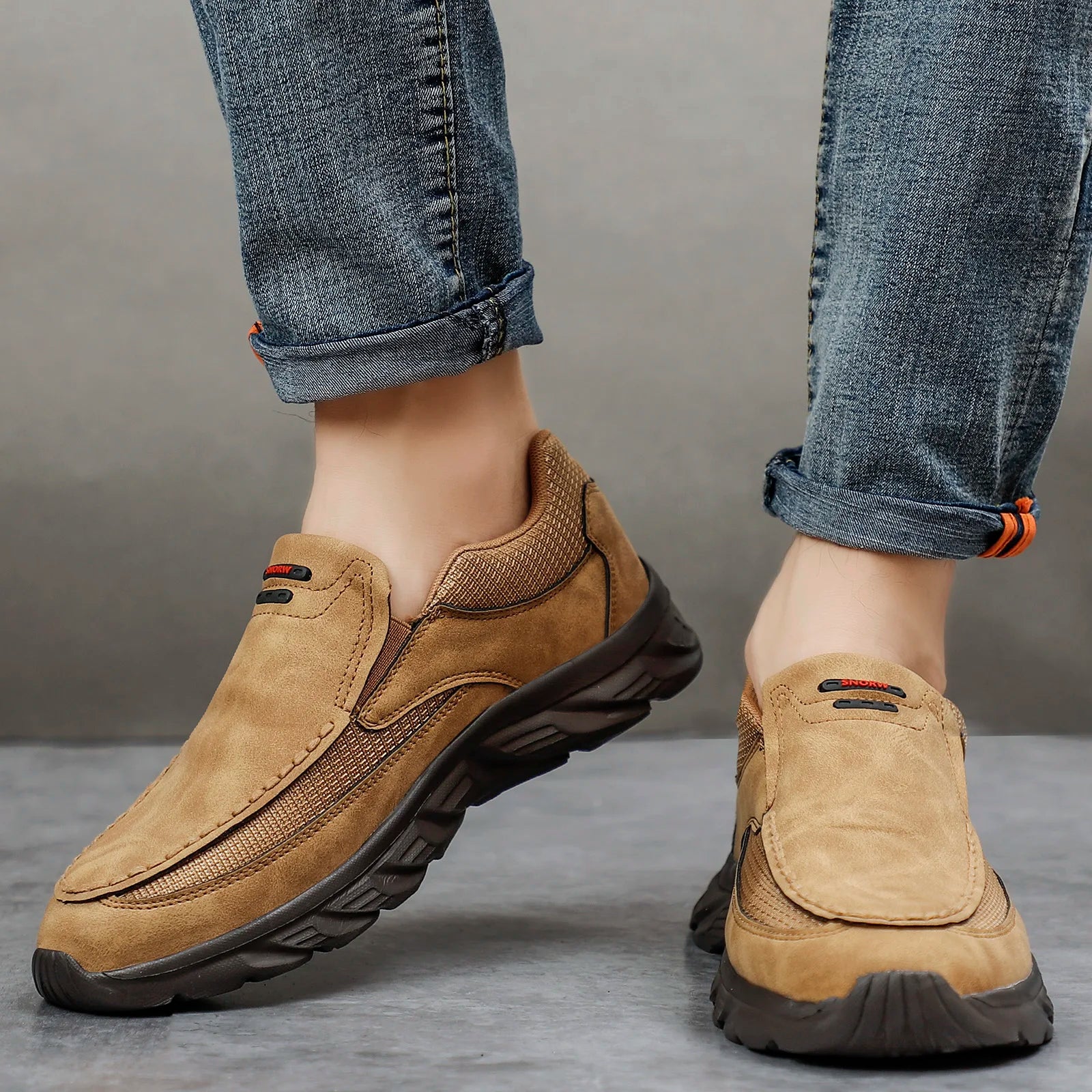 Men's Casual Leather Loafers - Breathable Slip-On Flat Shoes Waterproof