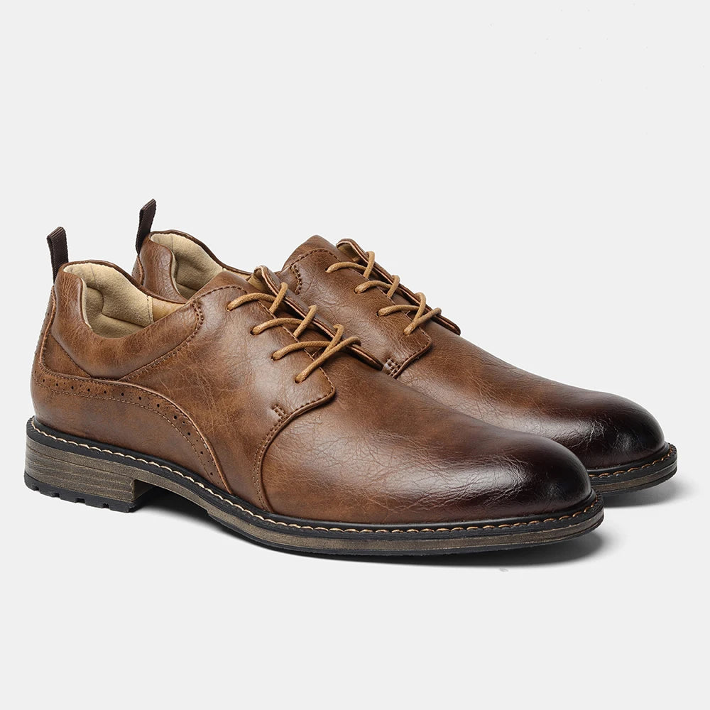 Men's Lace-Up Derby Shoes - Casual Faux Leather EU 40-46
