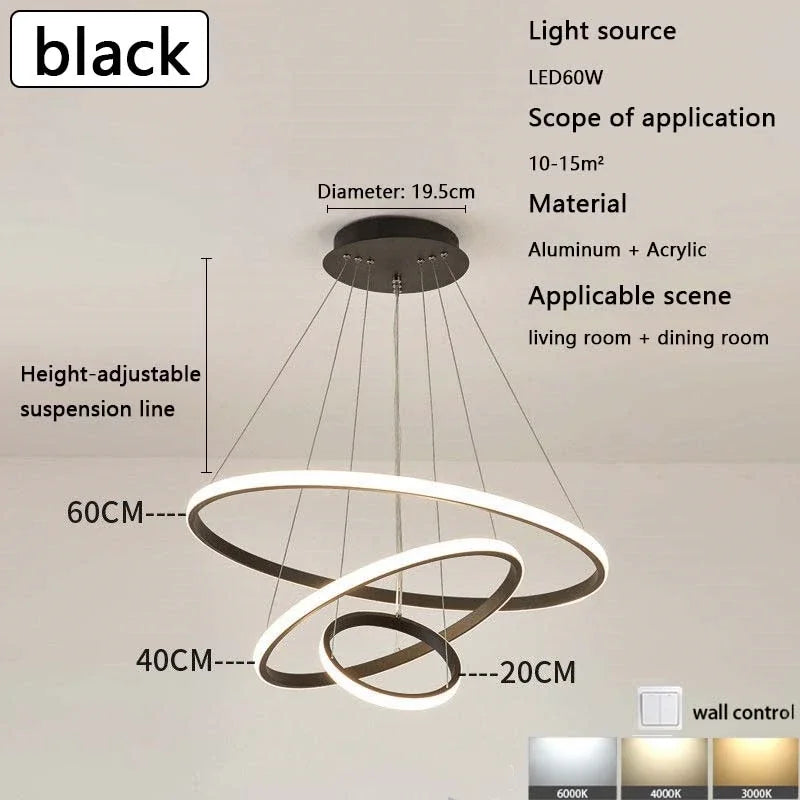 Modern Pendant Chandelier – Gold/White/Black, Dining & Bedroom