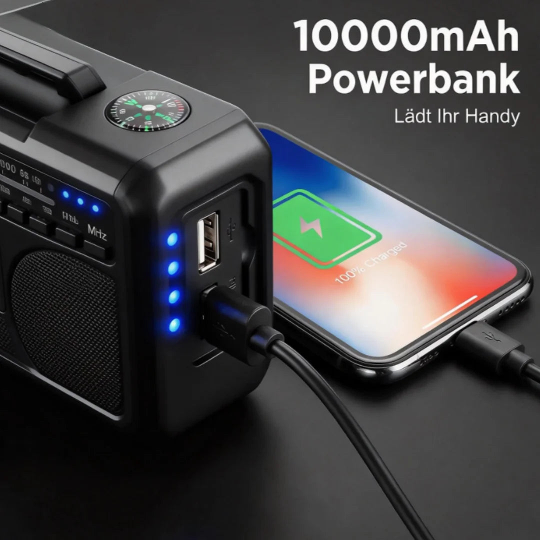 Hand-Crank Emergency Radio Solar Flashlight USB SOS