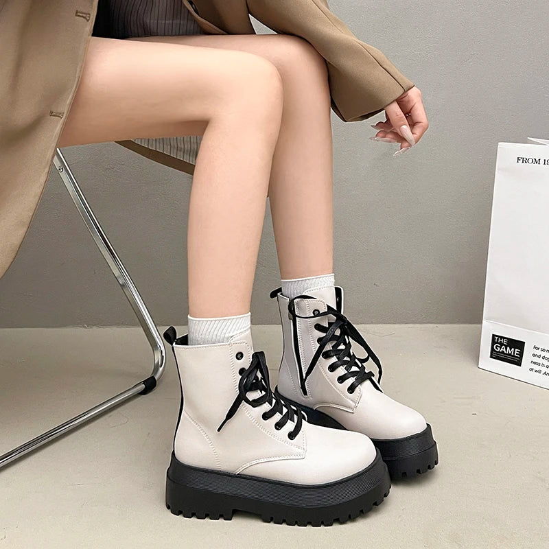 Lace-Up Platform Ankle Boots – Chunky Sole