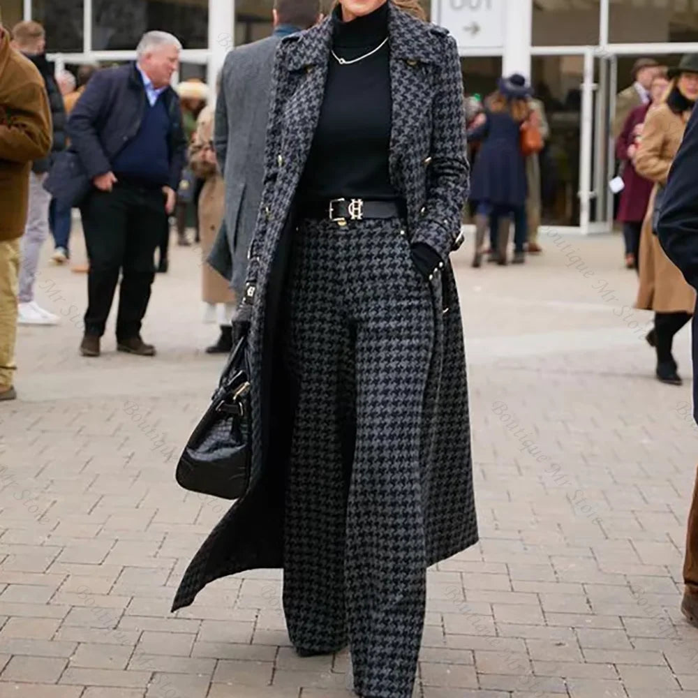 Women's Houndstooth Suit - Two Pieces - Tailored Confidence