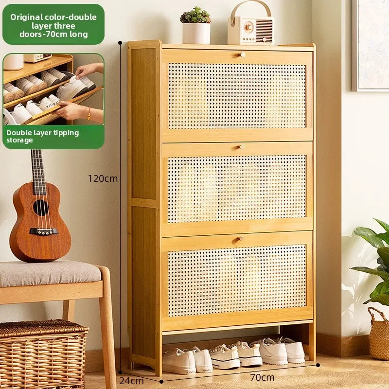 Slim Bamboo Shoe Cabinet – Flip Door