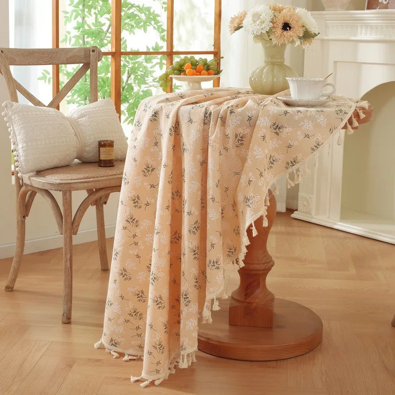 EMBROIDERED FLORAL TABLECLOTH - Cotton, Round & Rectangle, 14 Sizes - Garden Table Mood
