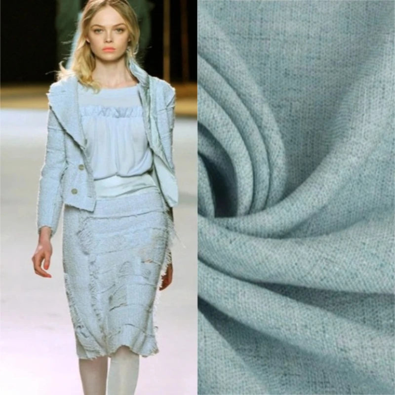 SKY WEAVE - Sky Blue Brocade Fabric - Cotton Blend, 150cm Wide, By the Meter