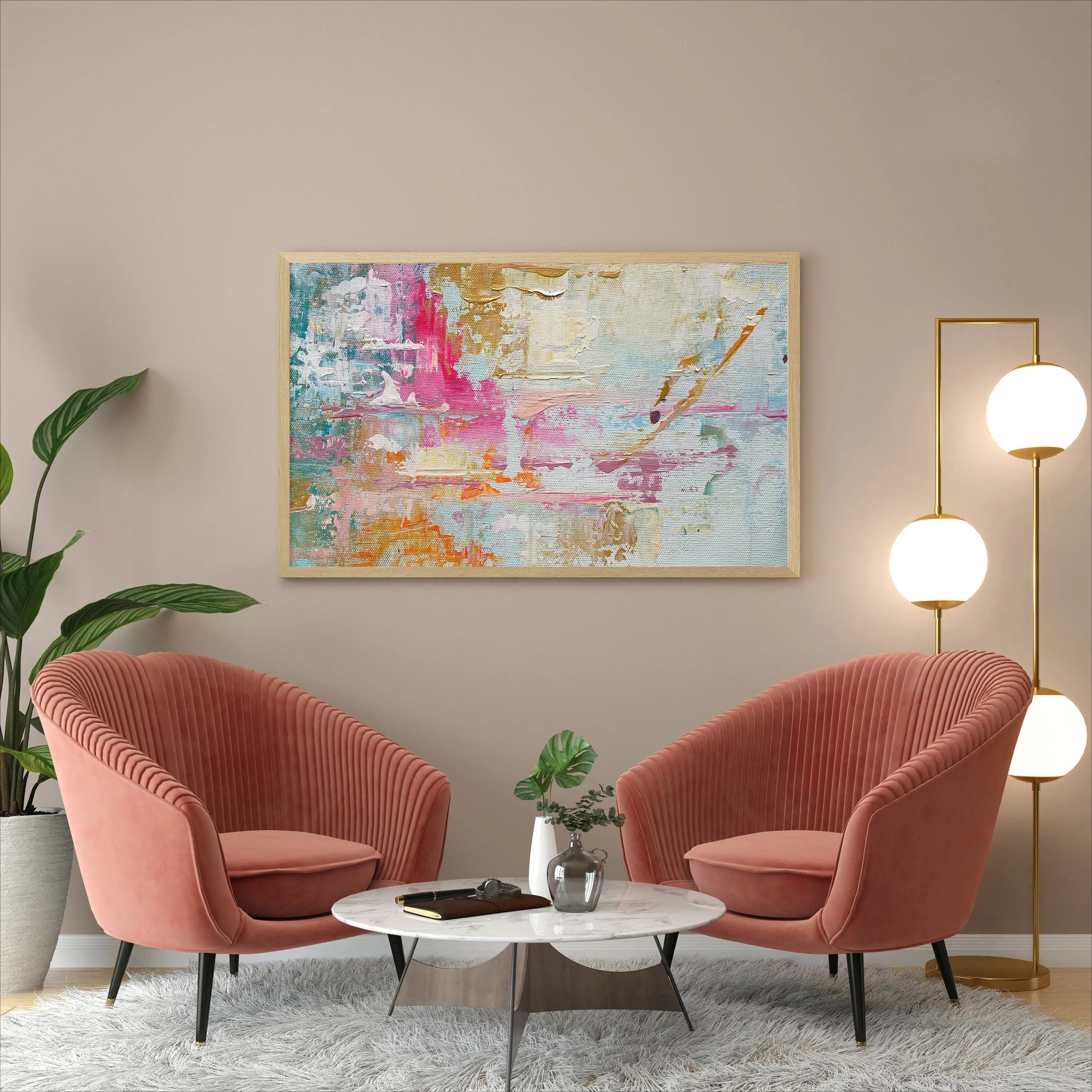 PASTEL ABSTRACT OIL PAINTING - Hand-Painted - Unframed Canvas