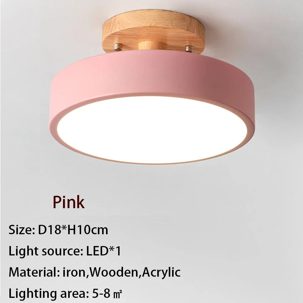 Macaron Wood Ceiling Light – 6 Colors, 1–7 Heads
