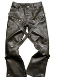 DARK MATTER - Men's Distressed Washed Faux Leather Pants - Punk Straight Trousers
