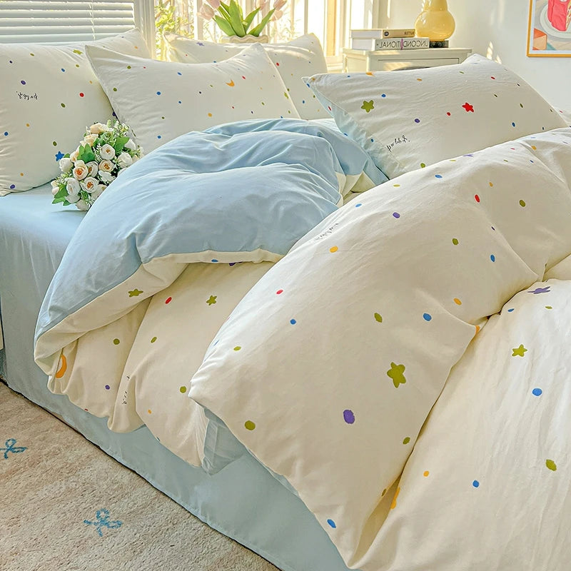 FLORAL DOUBLE YARN DUVET COVER - Washed Polyester, 14 Patterns - Soft Nights