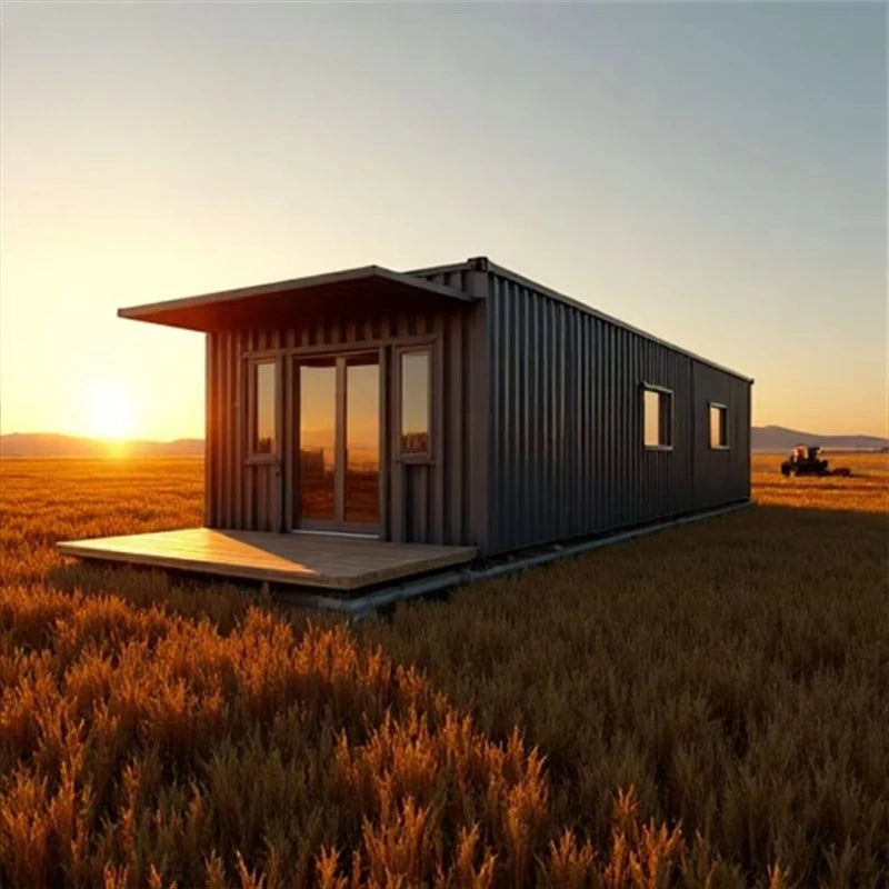 Black Expandable Container House 20Ft 40Ft - Modern Farmhouse Prefab 2-5 Bedroom