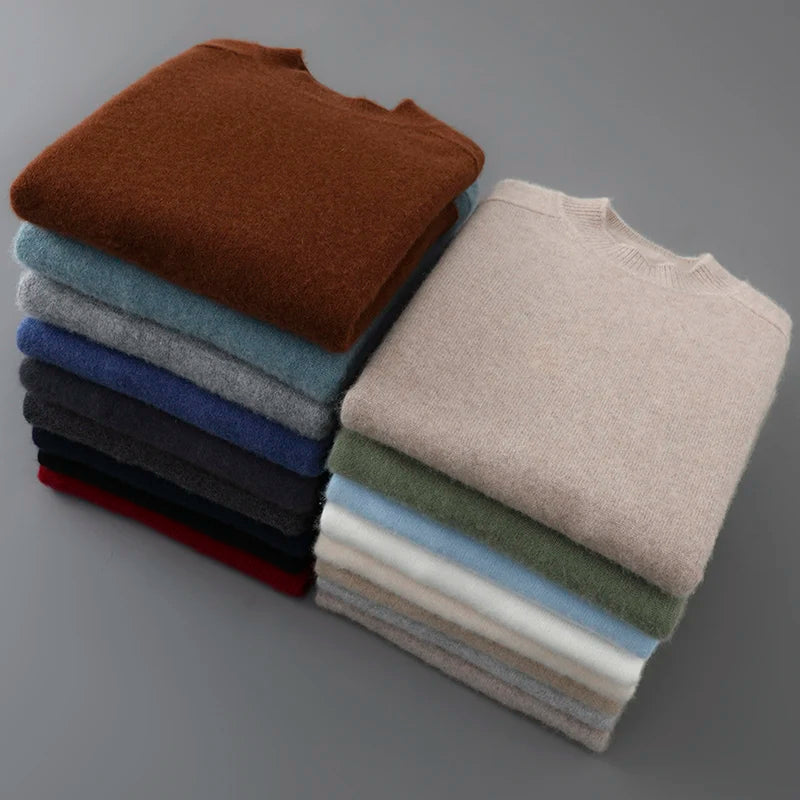 WOOL MOCK - Men's 100% Australian Wool Half Turtleneck Sweater - 15 Colors, S–XL