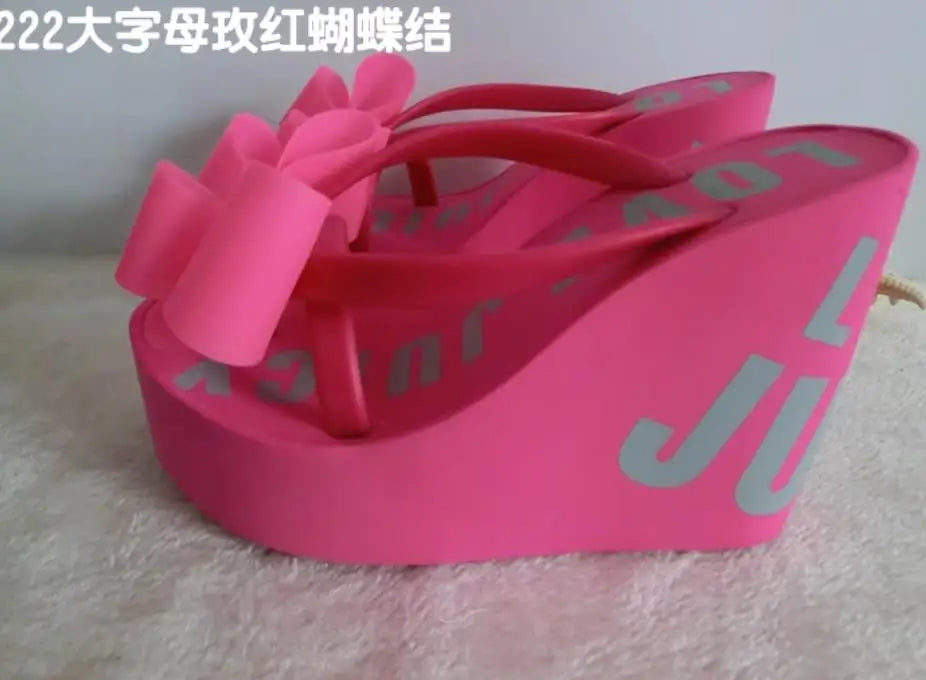 Platform Wedges Sandals Wedges Flip Flops High Heel Sandals Slippers White Beach Sandals Bohemia Flip Flops Pink size 32--43