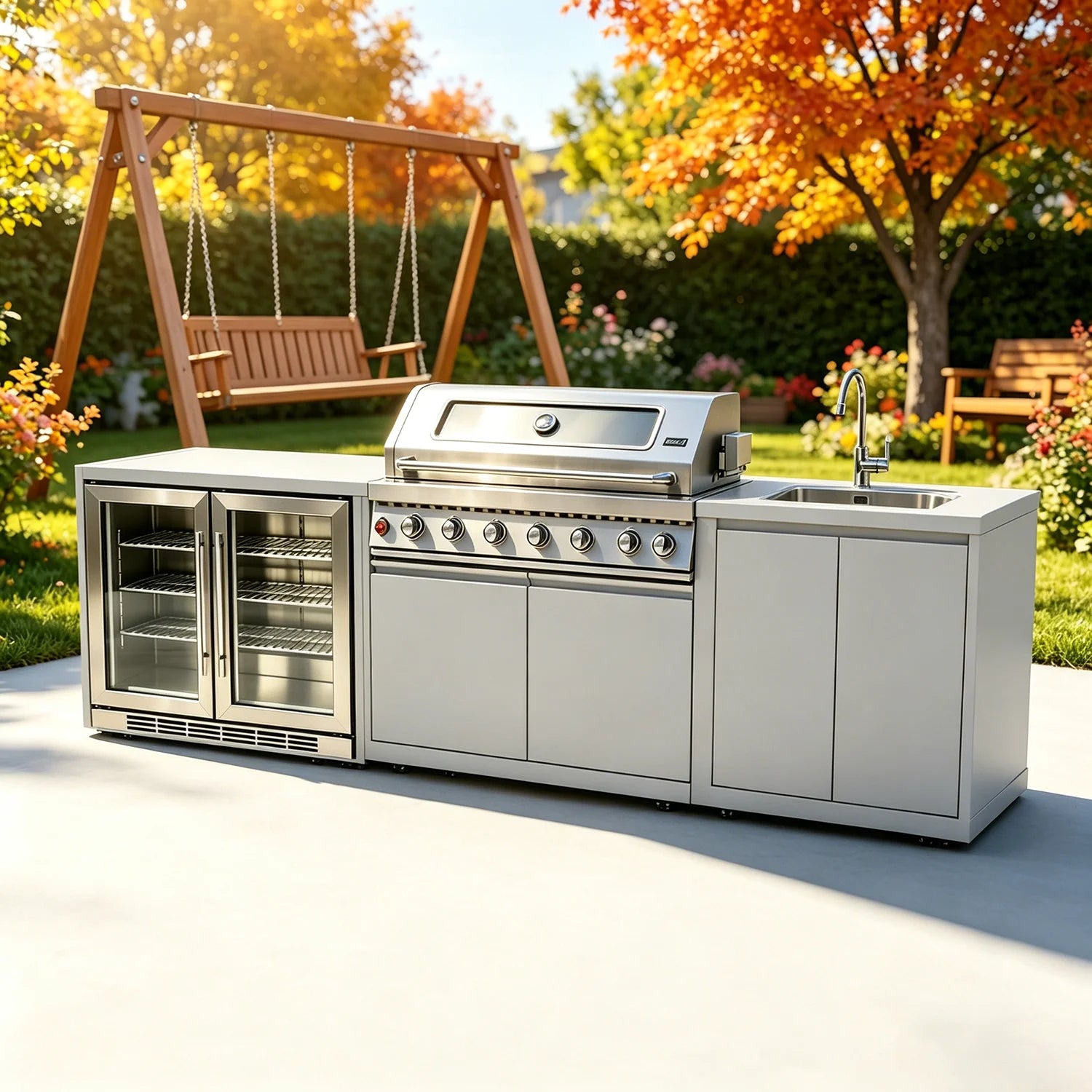 OUTDOOR KITCHEN SET - Stainless Steel Grill & Sink - Patio Cooking