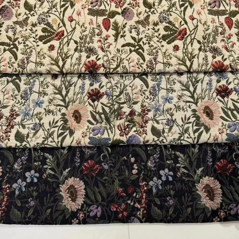 FLORAL CHENILLE JACQUARD FABRIC - Polyester-Cotton, 148cm Wide - Rich Rooms
