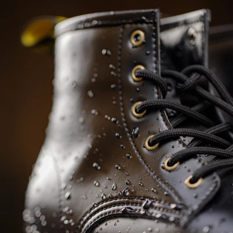 Maden Men's Mid-Calf Work Boots - British Style Lace-Up Metal Detail TPR Sole