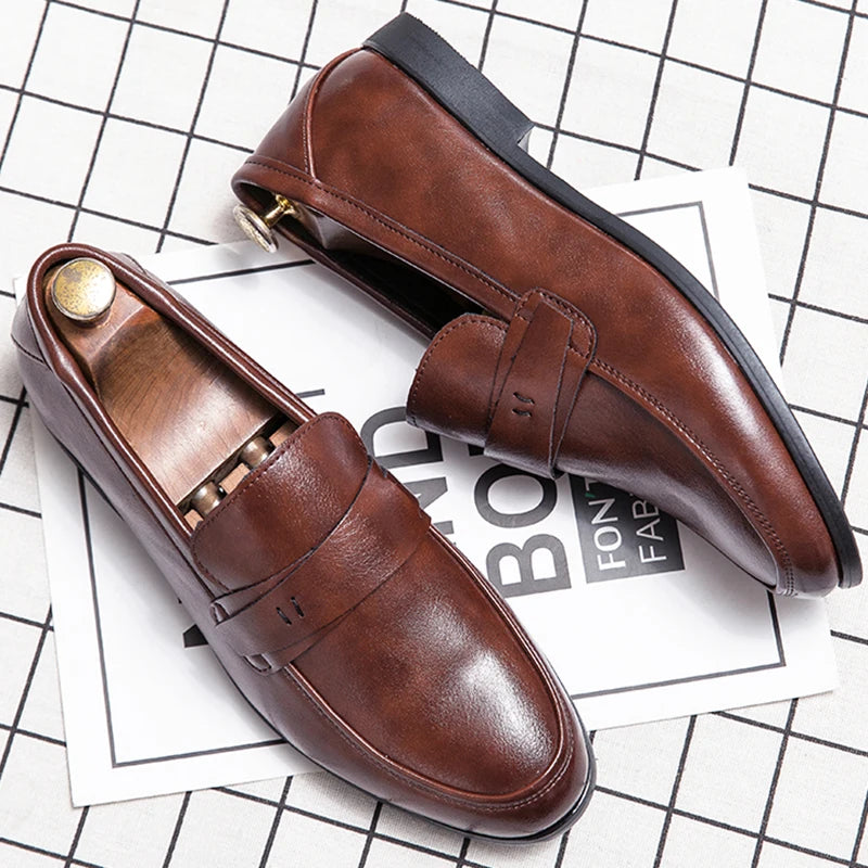 EASY STEP - Classic PU Leather Loafers - Slip Into Something Smarter