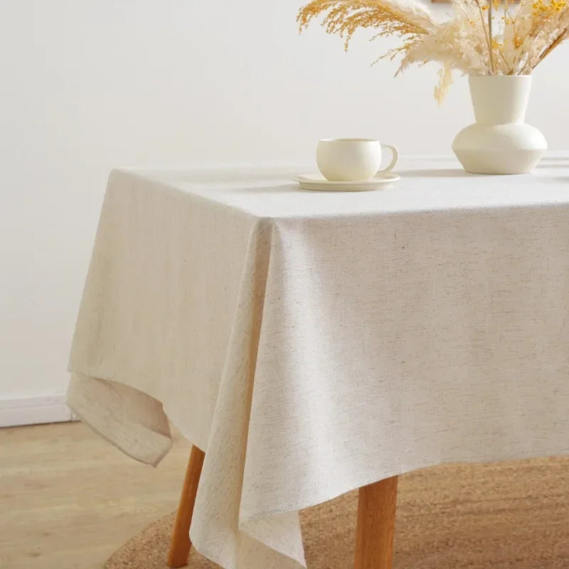 COTTON LINEN TABLECLOTH - Custom Sizes, Tassel Edge - Farmhouse Dining