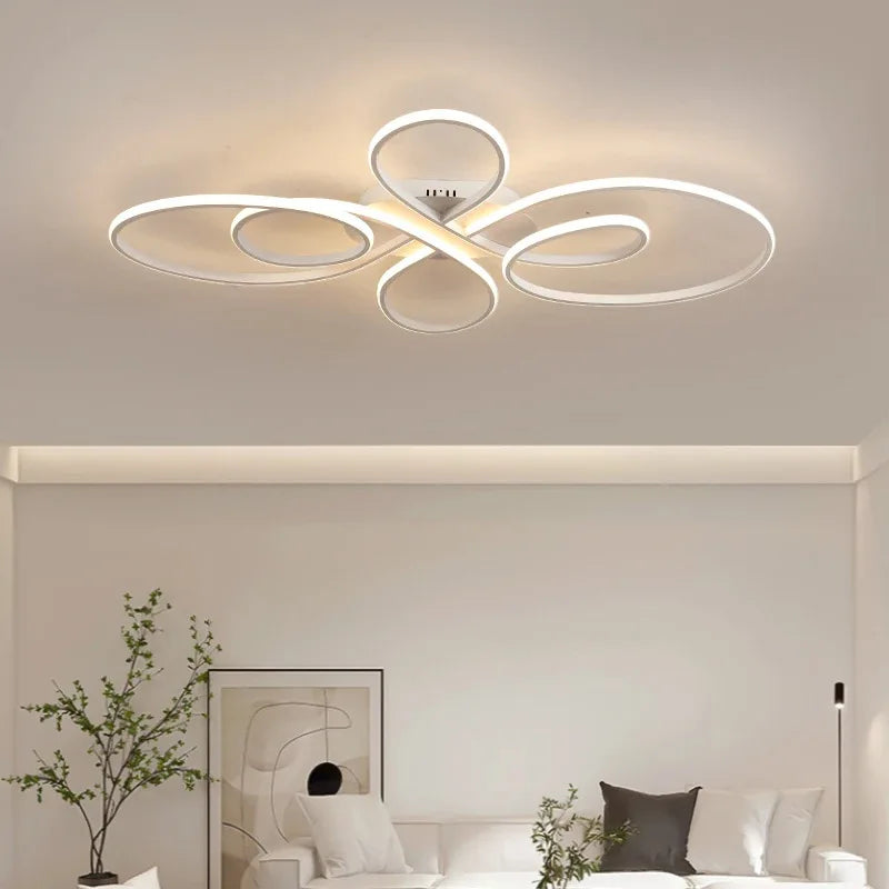 Modern LED Ceiling Light – Black/White, 66×40cm, RC Dimmable