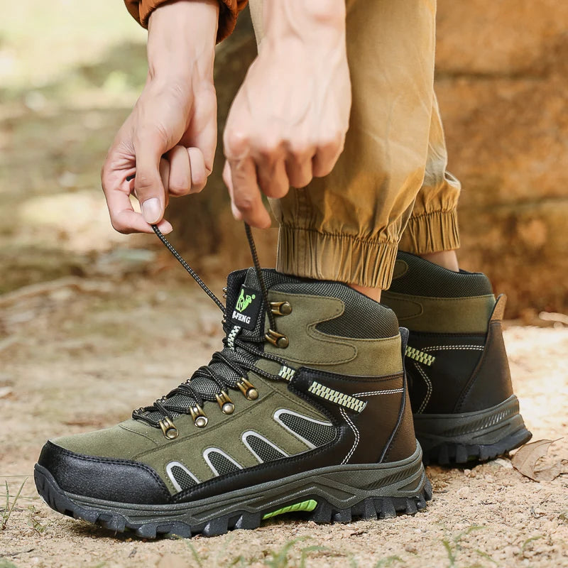 Men's Winter Ankle Boots - Waterproof Lace-Up Hiking Outdoor High-Top Shoes