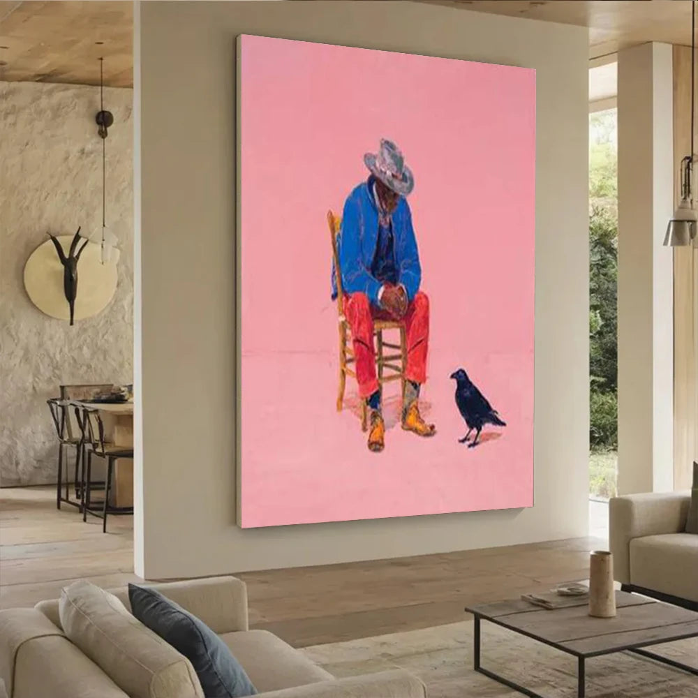 Elderly & Pets Oil Painting - Hand Painted Canvas - Heartfelt Art