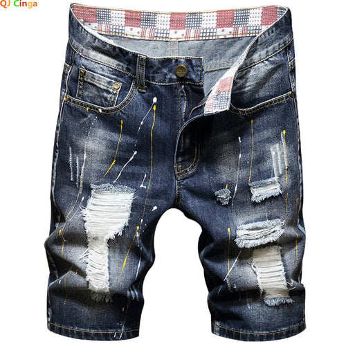2026 Summer Men's Blue Ripped Jeans Shorts Fashion Casual Denim Shorts Asian Size 28-34 36 38 40 Men's Slacks, 2025 New