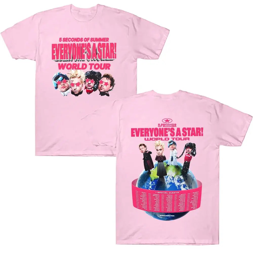 Y2k Tops 5SOS World Tour 2026 T-shirts Summer Fan Gifts Tees 5 Seconds of Summer EVERYONE'S A STAR!  Women Men Fashion Clothing