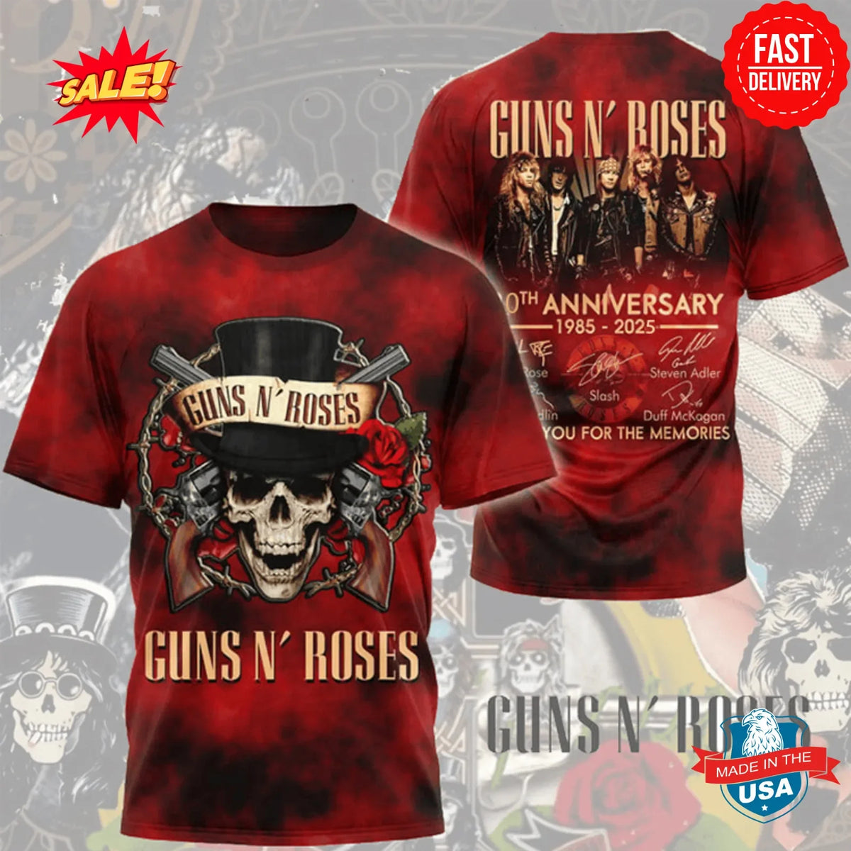 Guns N Roses Tour 2025 T-Shirt Vintage Rock Band Tee
