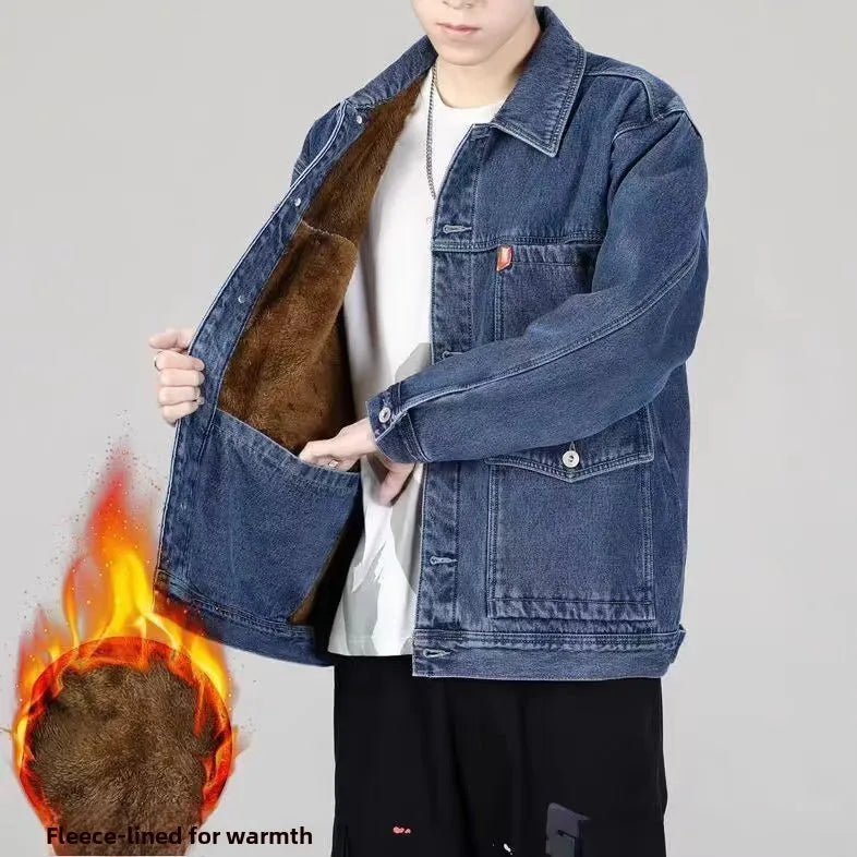 DENIM FUR - Men's Winter Denim Jacket with Faux Fur Lining - 5 Colors, M–6XL