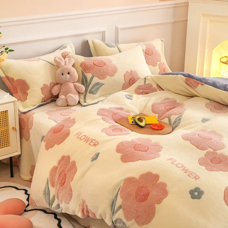 COZY FLANNEL - Thick Fleece Duvet Cover - Double-Sided Velvet, Winter Warmth
