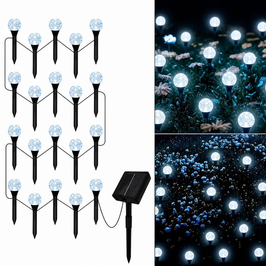 SOLAR CRYSTAL GARDEN LIGHTS - 20-Piece, RGB Options - 8-Mode Pathway Glow