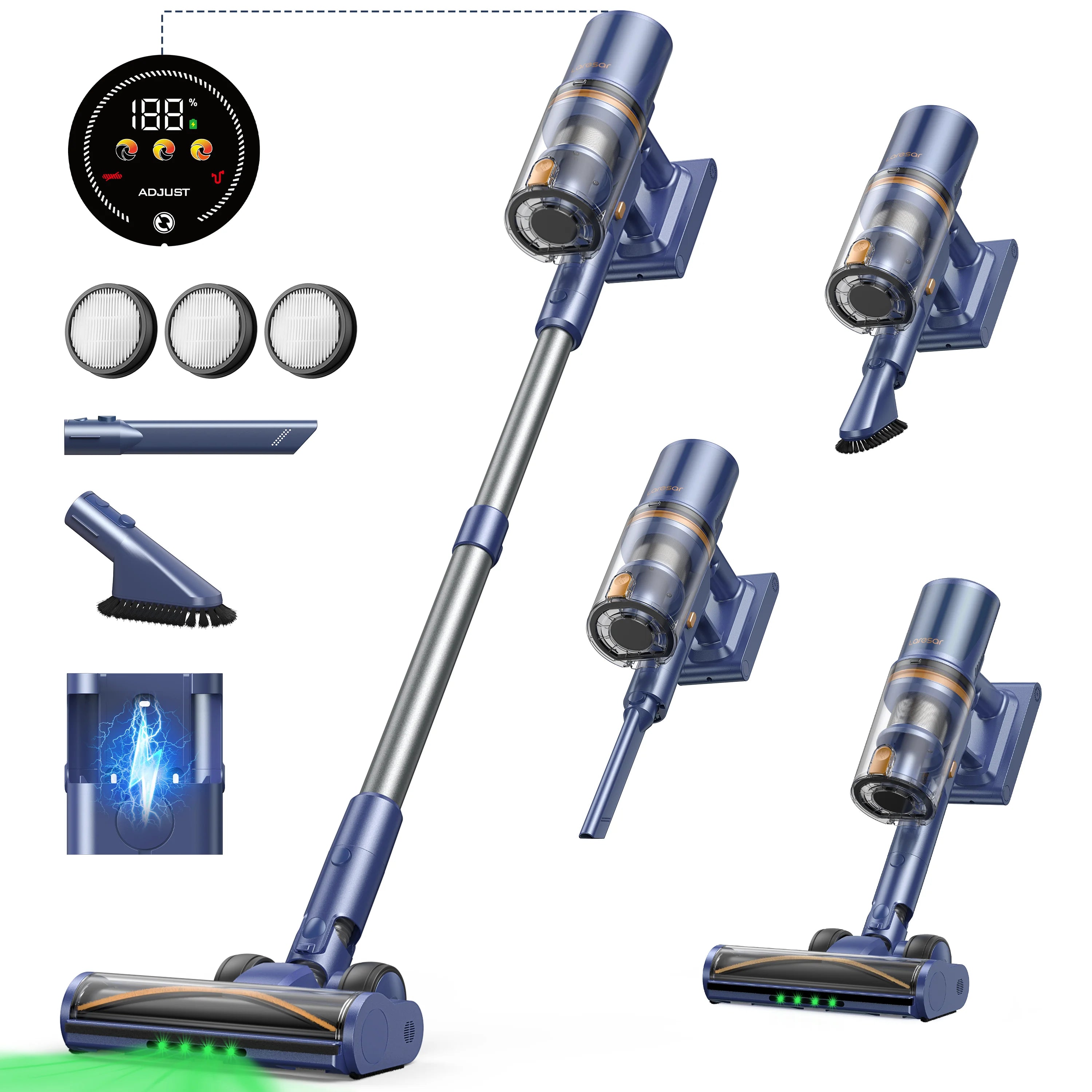 Laresar V11 Cordless Vacuum Cleaner – 650W, 75000PA Ultra-Strong Suction