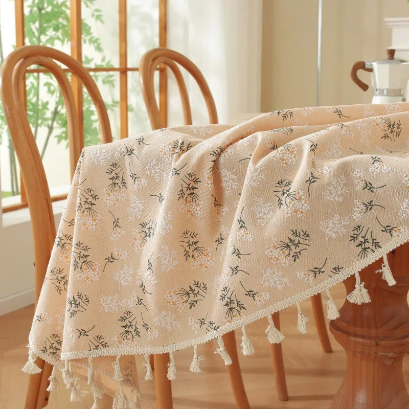 EMBROIDERED FLORAL TABLECLOTH - Cotton, Round & Rectangle, 14 Sizes - Garden Table Mood