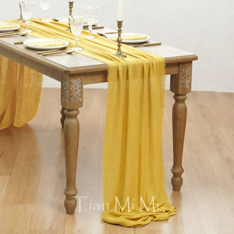 COTTON GAUZE TABLE RUNNER - 23 Colors, 40 & 62cm Wide, Up to 10m - Rustic Tables
