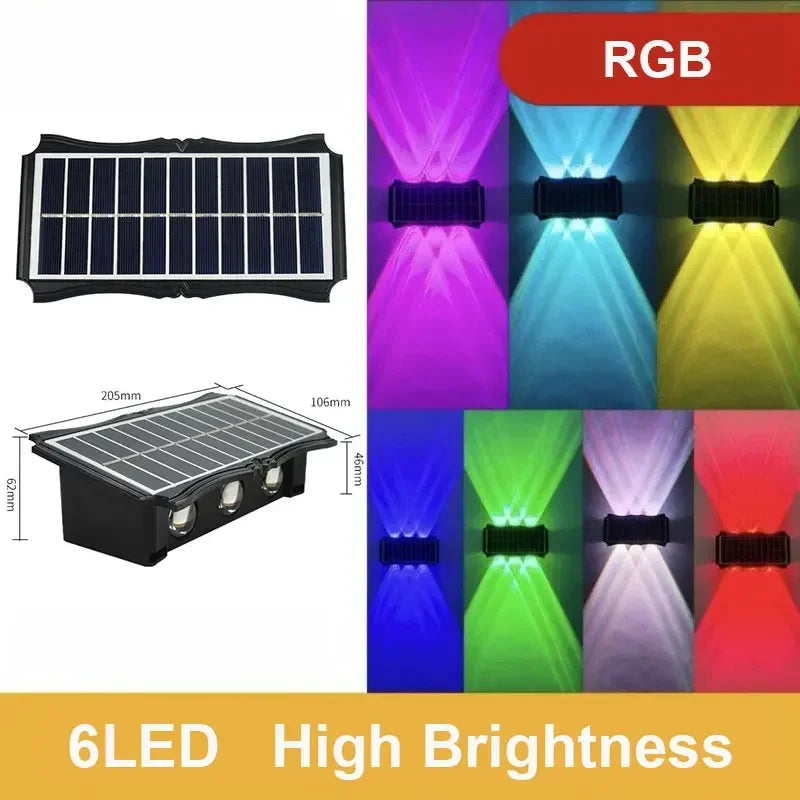 SOLAR WALL LIGHT - Up & Down Glow, RGB or Warm - Weatherproof Decor