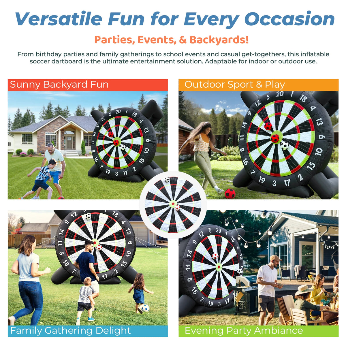 Inflatable Soccer Dartboard - 3m & Eight Balls - Big Game Energy