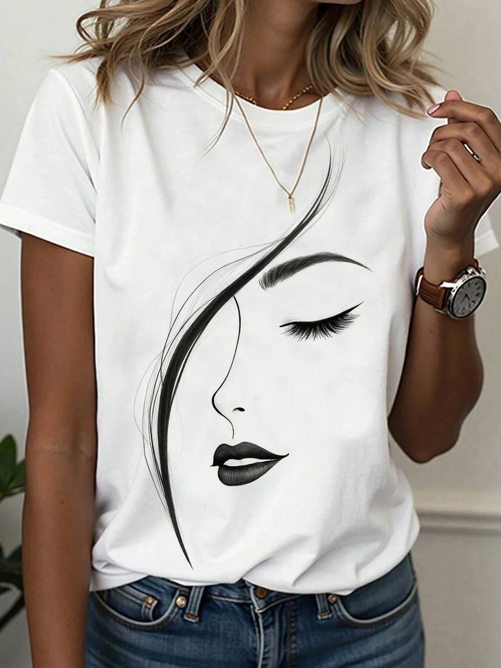 Abstract Face Gradient Color 3D Print T-Shirts Women's Casual Short Sleeve T Shirt O-Neck Tees Harajuku Y2K Tops Female Clothing