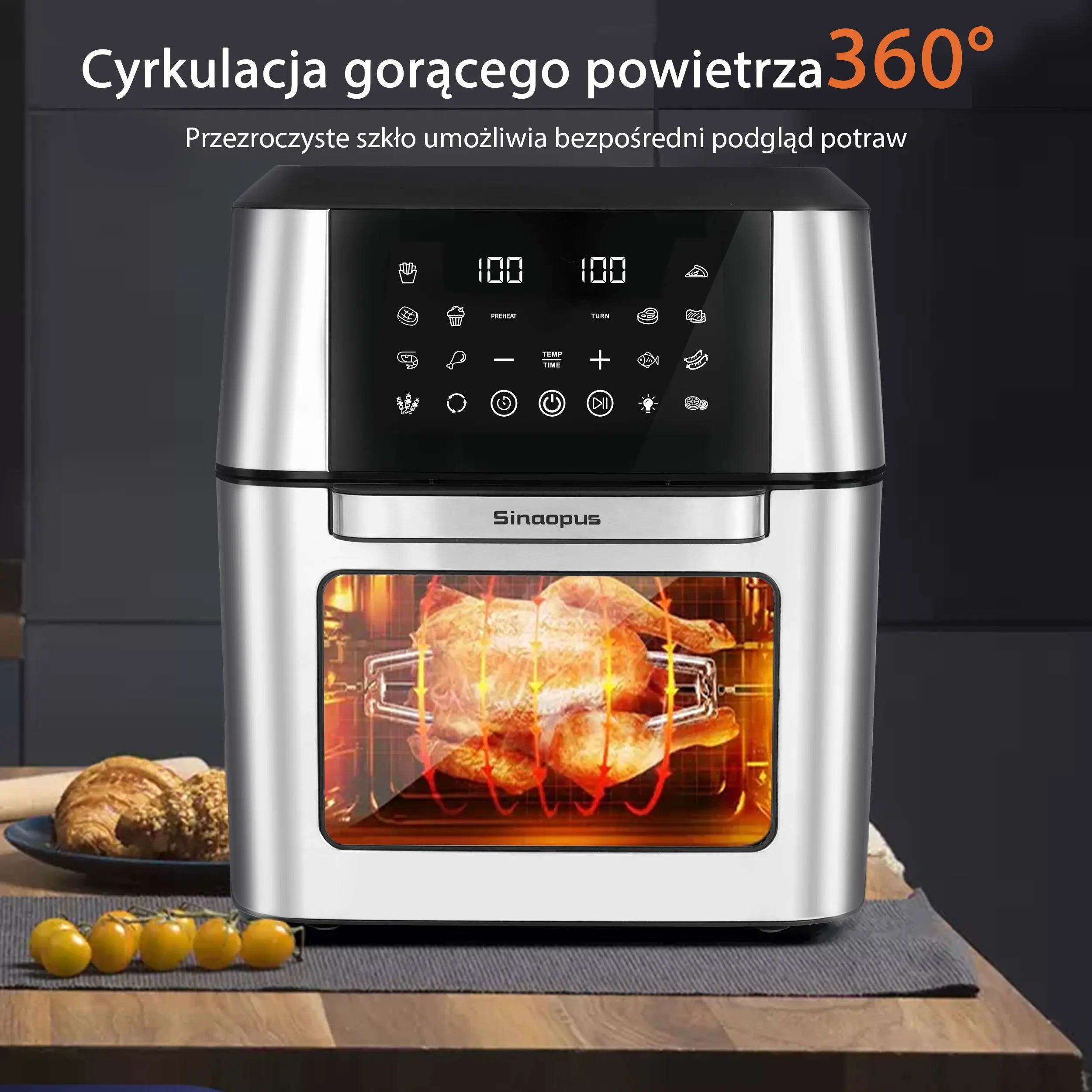 12L Air Fryer Oven – 360° Hot Air Window LED Touch