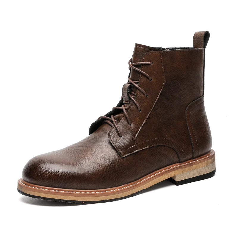 IRON RIDGE - Men's Vintage Ankle Boots - Lace Up, Side Zipper, Combat & Motorcycle Style